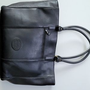 Black Leather Tote Bag with Double Handles